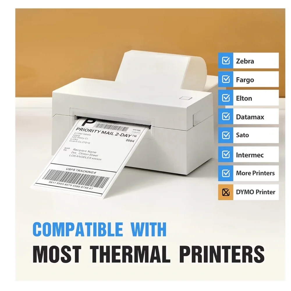 4x6 Luckyguard Thermal Labels For Thermal Printers - 500 Label Papers Fanfold